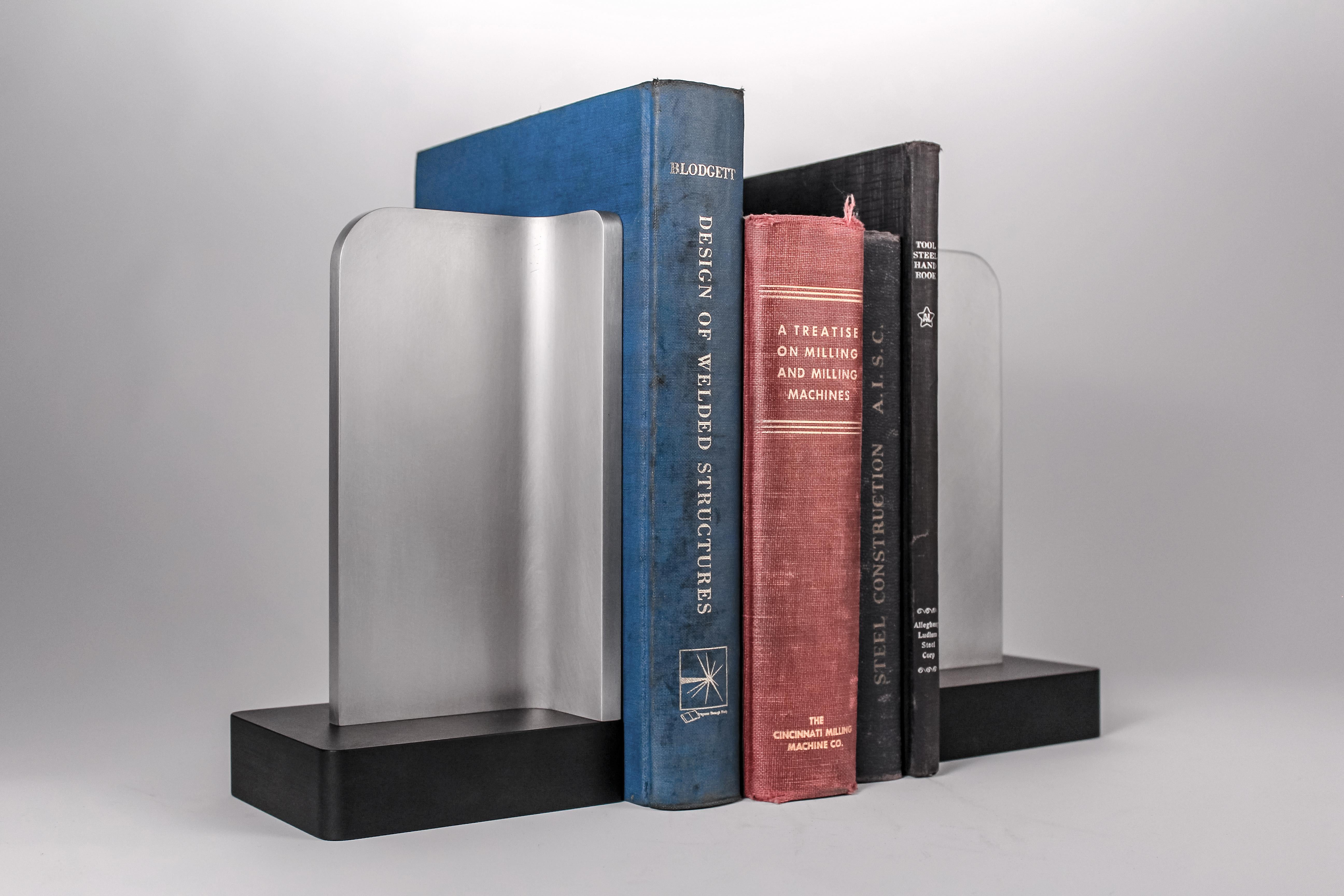 American Modern Aluminum Sculptural Bookends For Sale