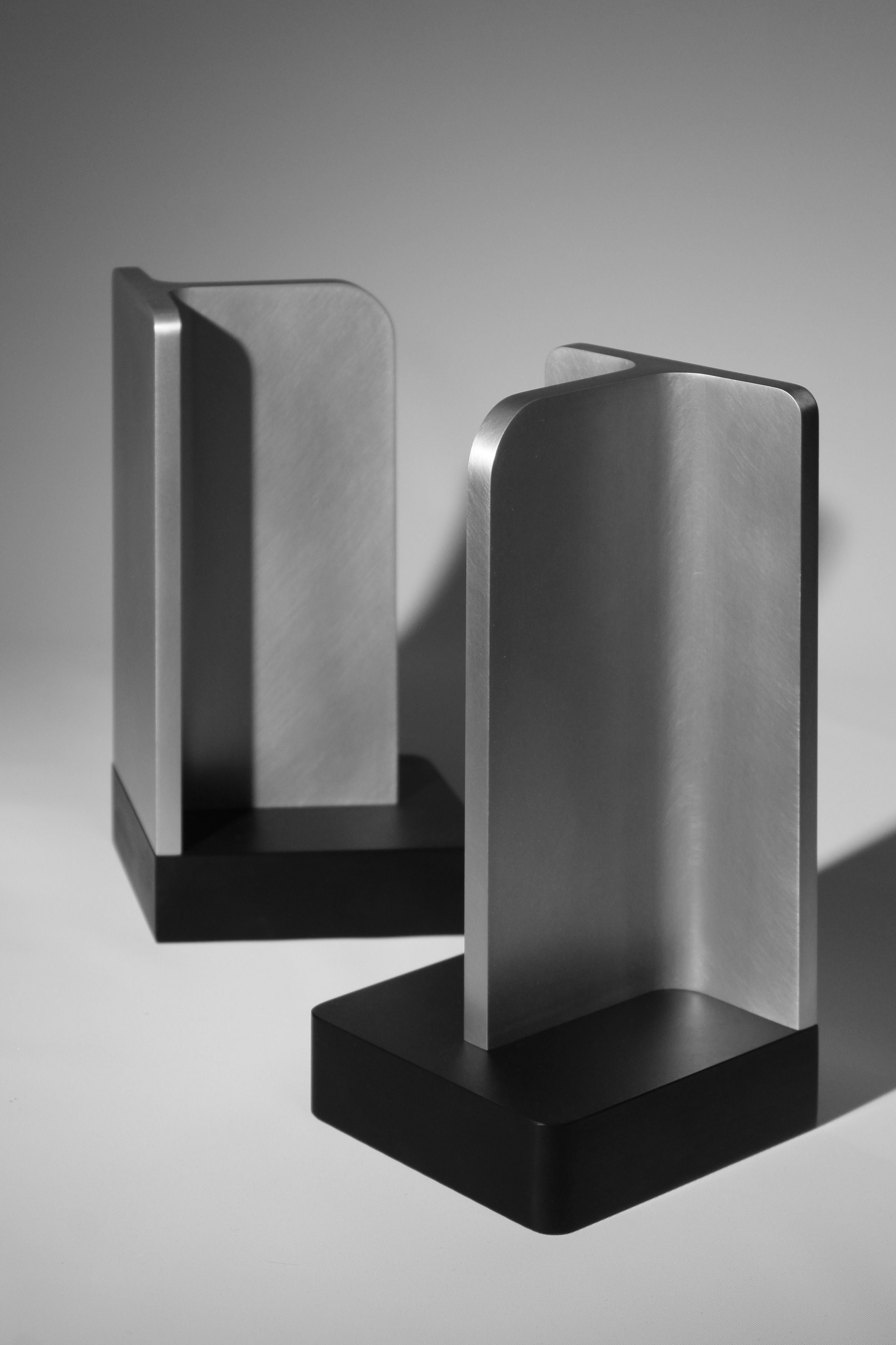 Contemporary Modern Aluminum Sculptural Bookends For Sale