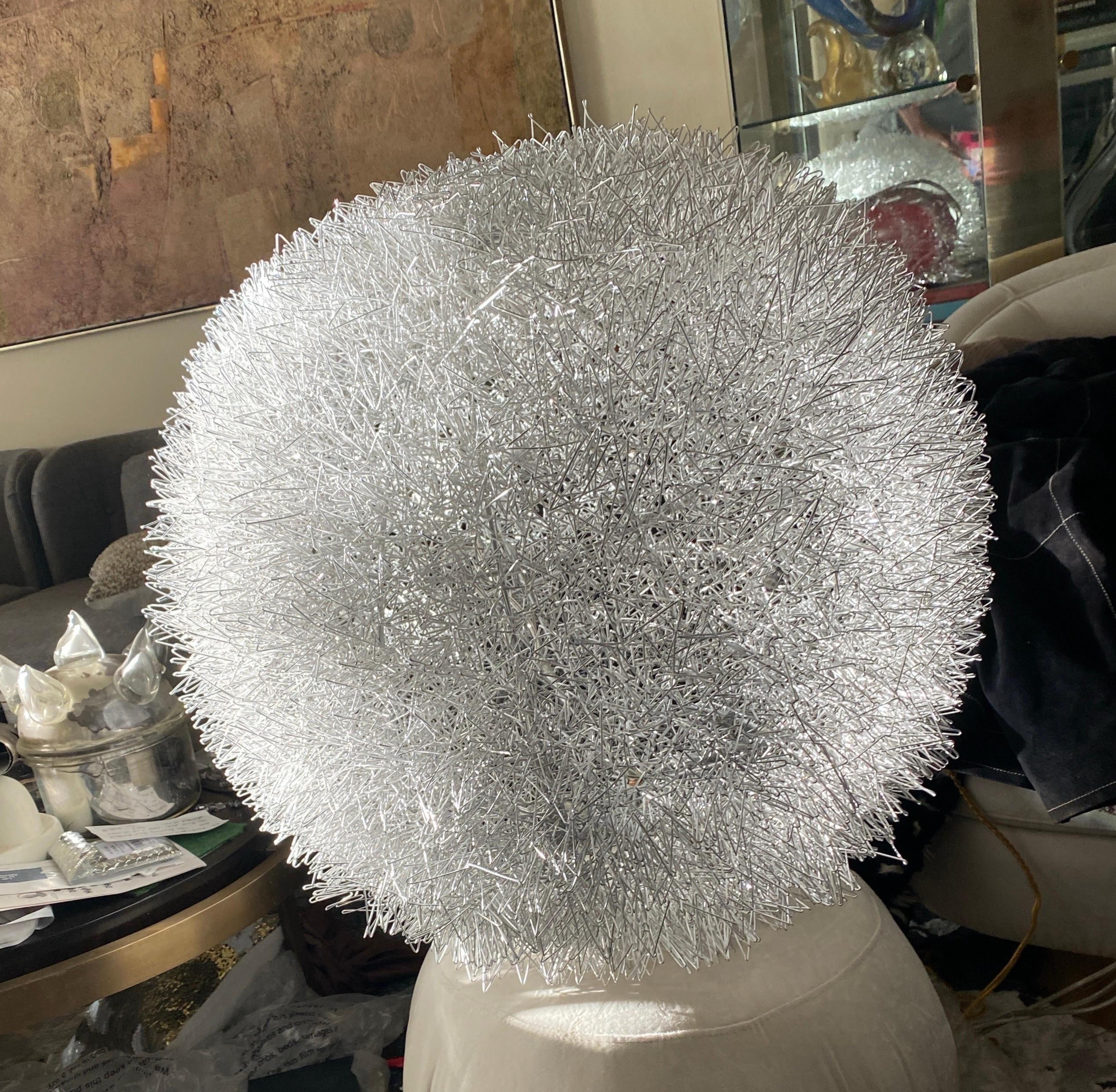 Chinese Modern Aluminum Wire Sphere Sculpture Chandelier Lighting For Sale
