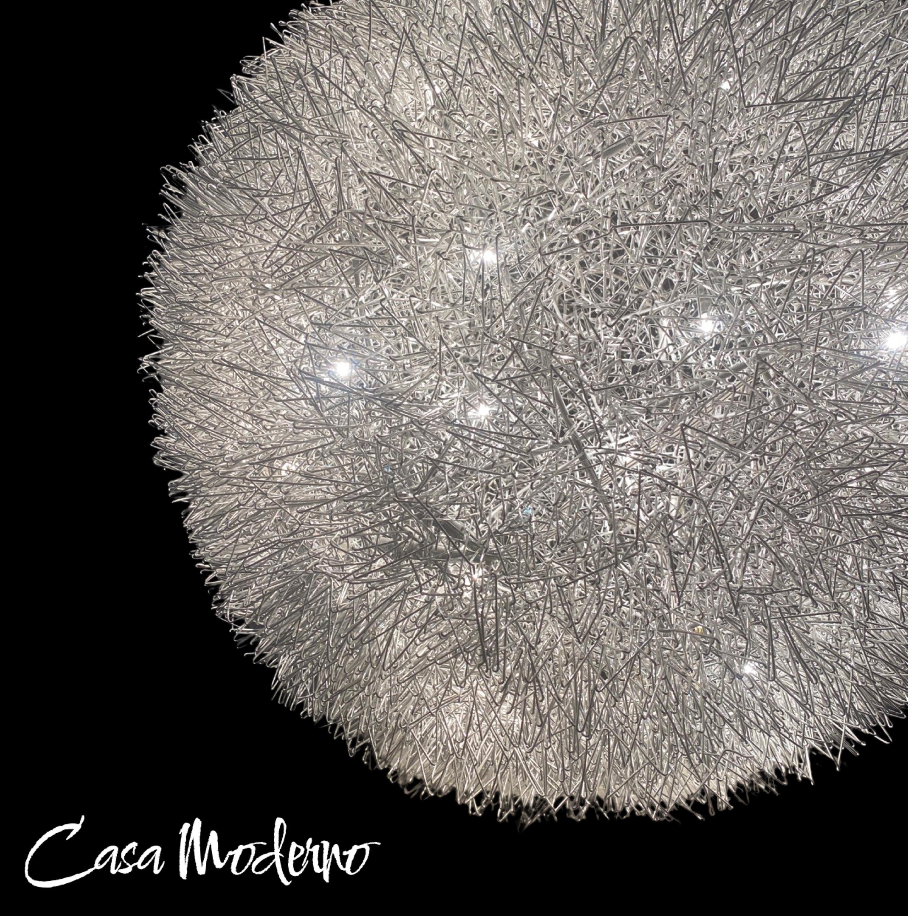 Metal Modern Aluminum Wire Sphere Sculpture Chandelier Lighting For Sale