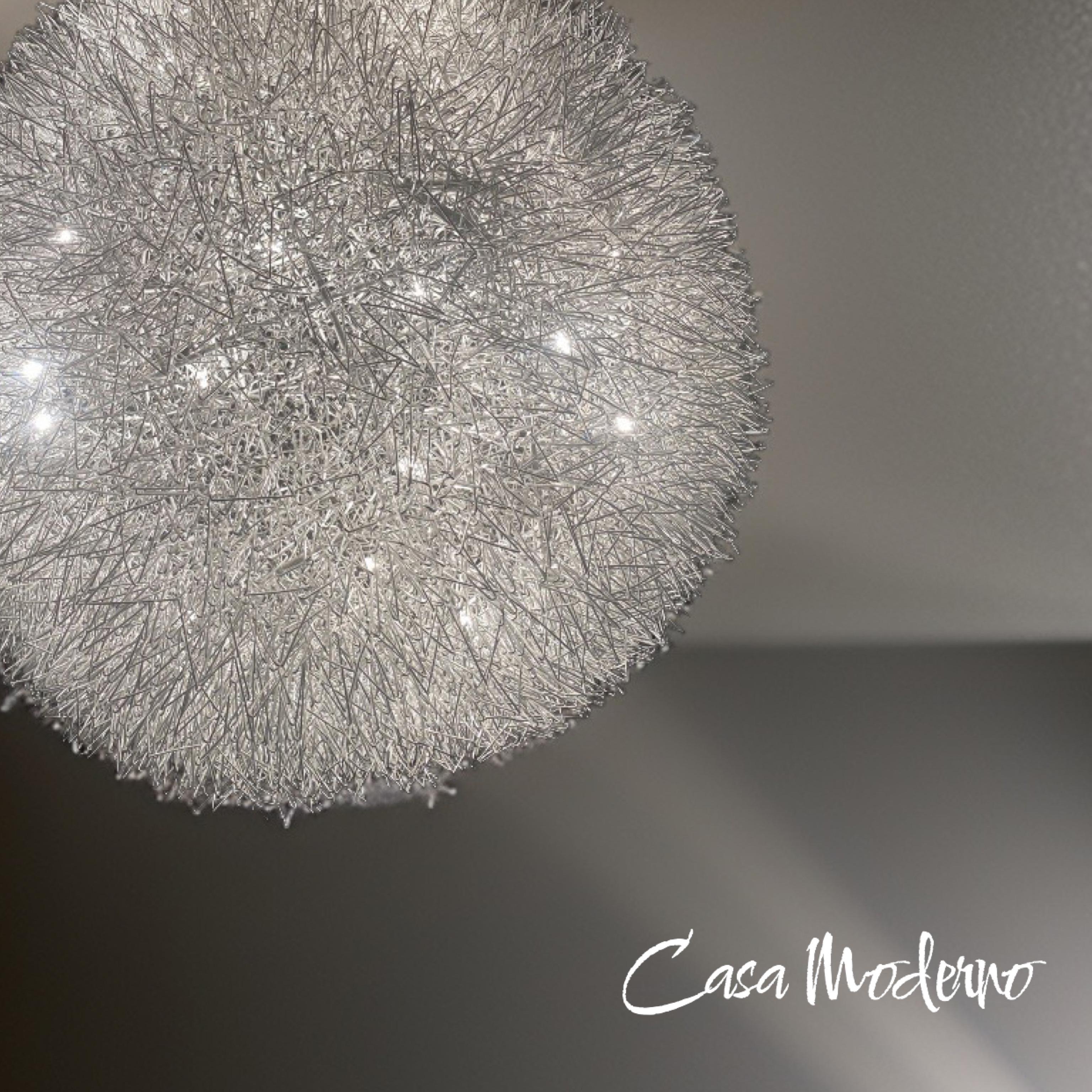 Modern Aluminum Wire Sphere Sculpture Chandelier Lighting For Sale 1