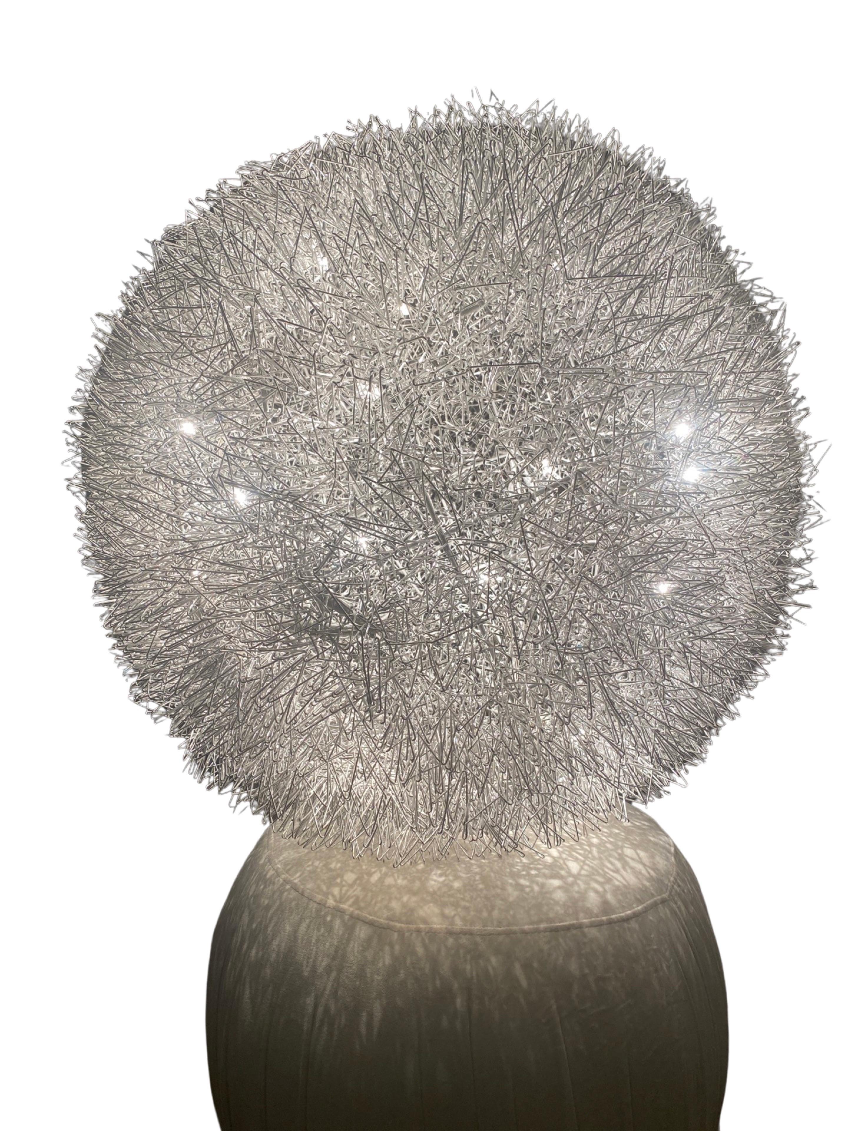 Modern Aluminum Wire Sphere Sculpture Chandelier Lighting For Sale 2