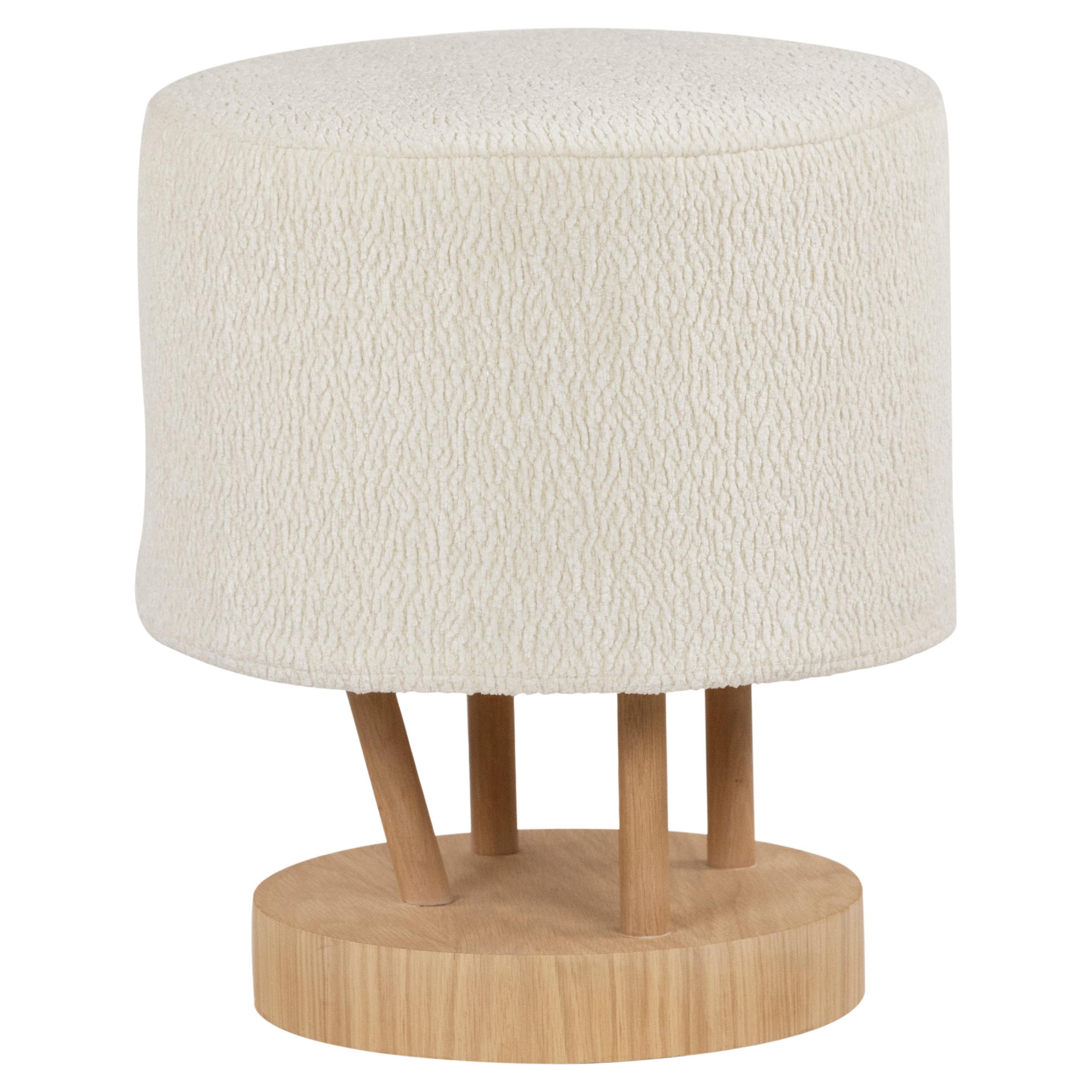 The Moderns Swivel Pouf Ottoman Laine Bouclé Handmade Portugal by Greenapple