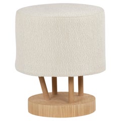 Modern Amadeus Swivel Pouf Ottoman Wool Bouclé Handmade Portugal by Greenapple