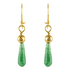 Modern Amazonite Drop 18 Karat Yellow Gold Pearl Earrings