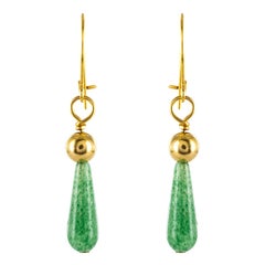 Modern Amazonite Drop 18 Karat Yellow Gold Pearl Earrings