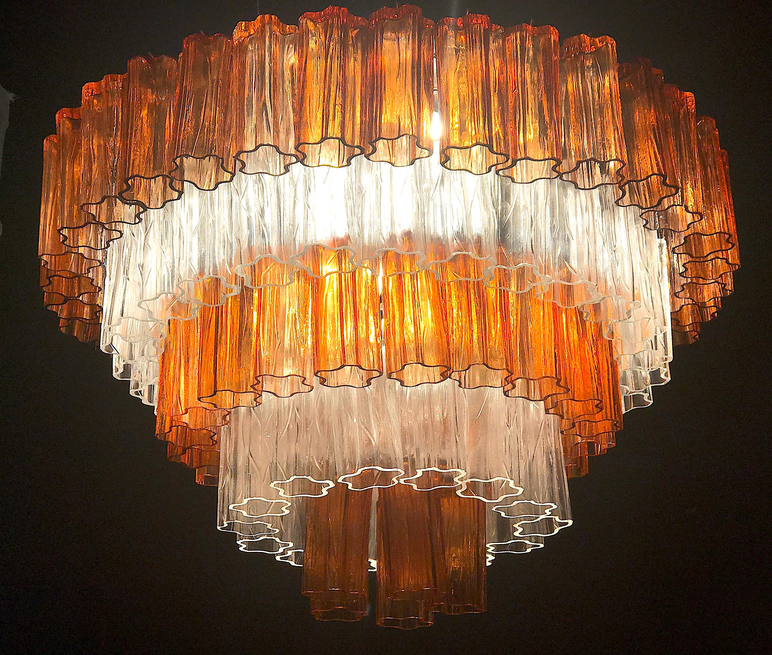 Modern Amber and Ice Color Murano Glass Chandelier or Flush Mount, 1970 For Sale 5