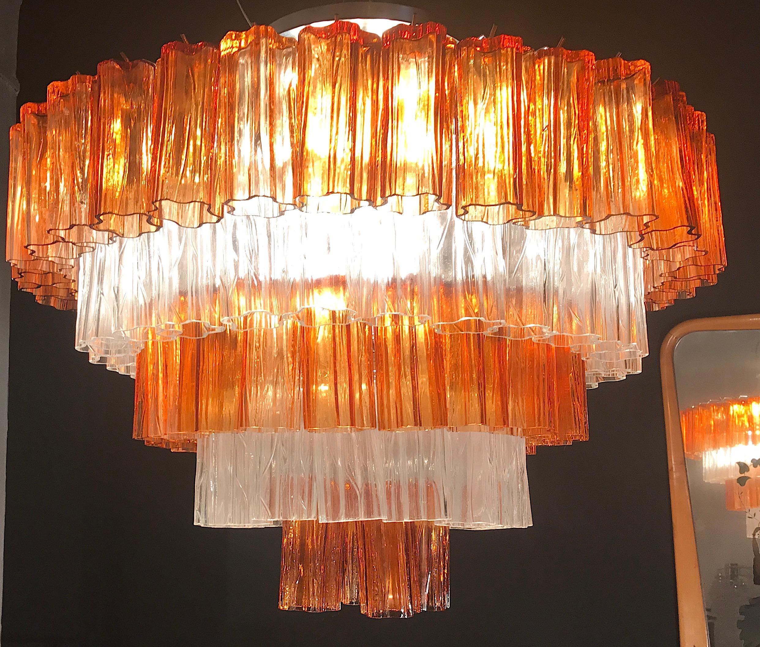 Modern Amber and Ice Color Murano Glass Chandelier or Flush Mount, 1970 For Sale 6
