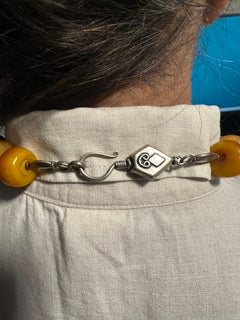 Modern Amber and Silver Berber Bead Necklace