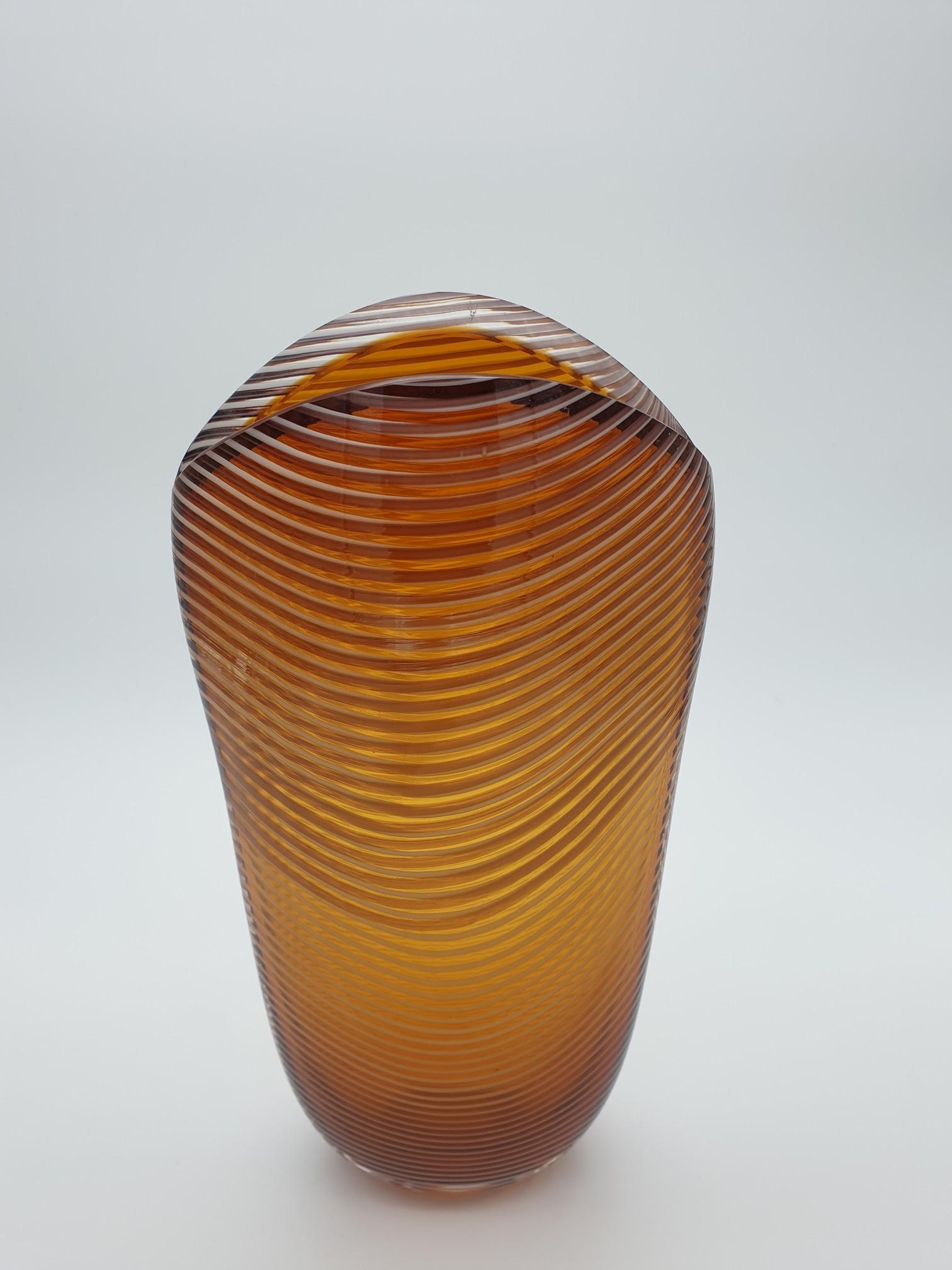 Modern Amber Murano Glass Vase, 