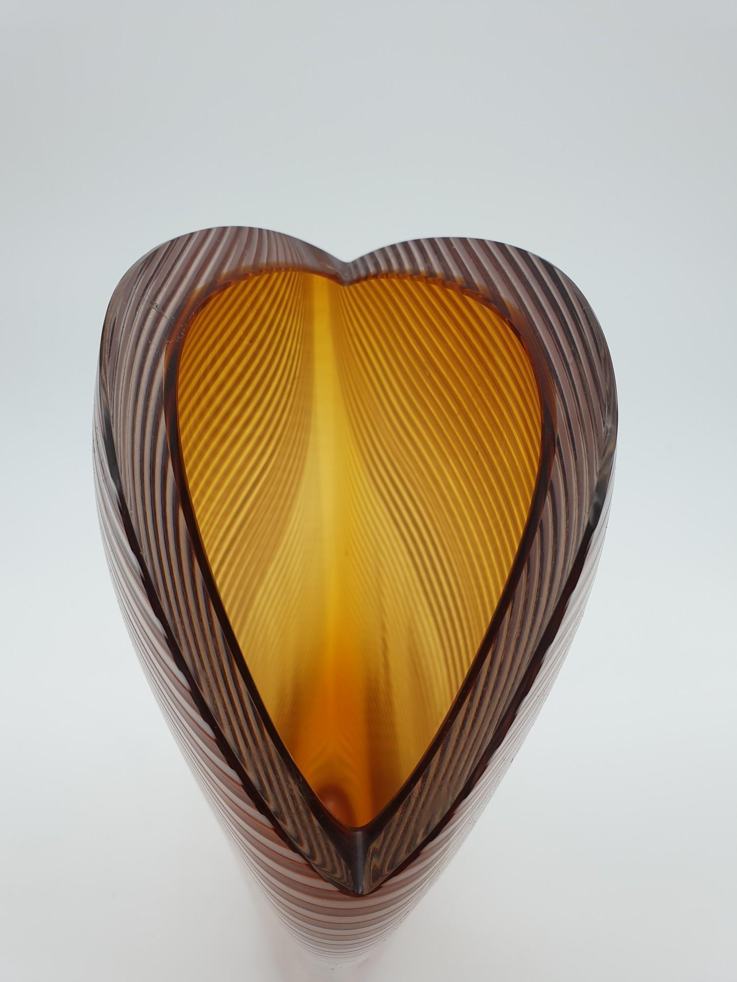 Hand-Crafted Modern Amber Murano Glass Vase, 