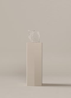 Modern Ame II Geometric Pedestal in Ivory Lacquered MDF by Zoe Wolker