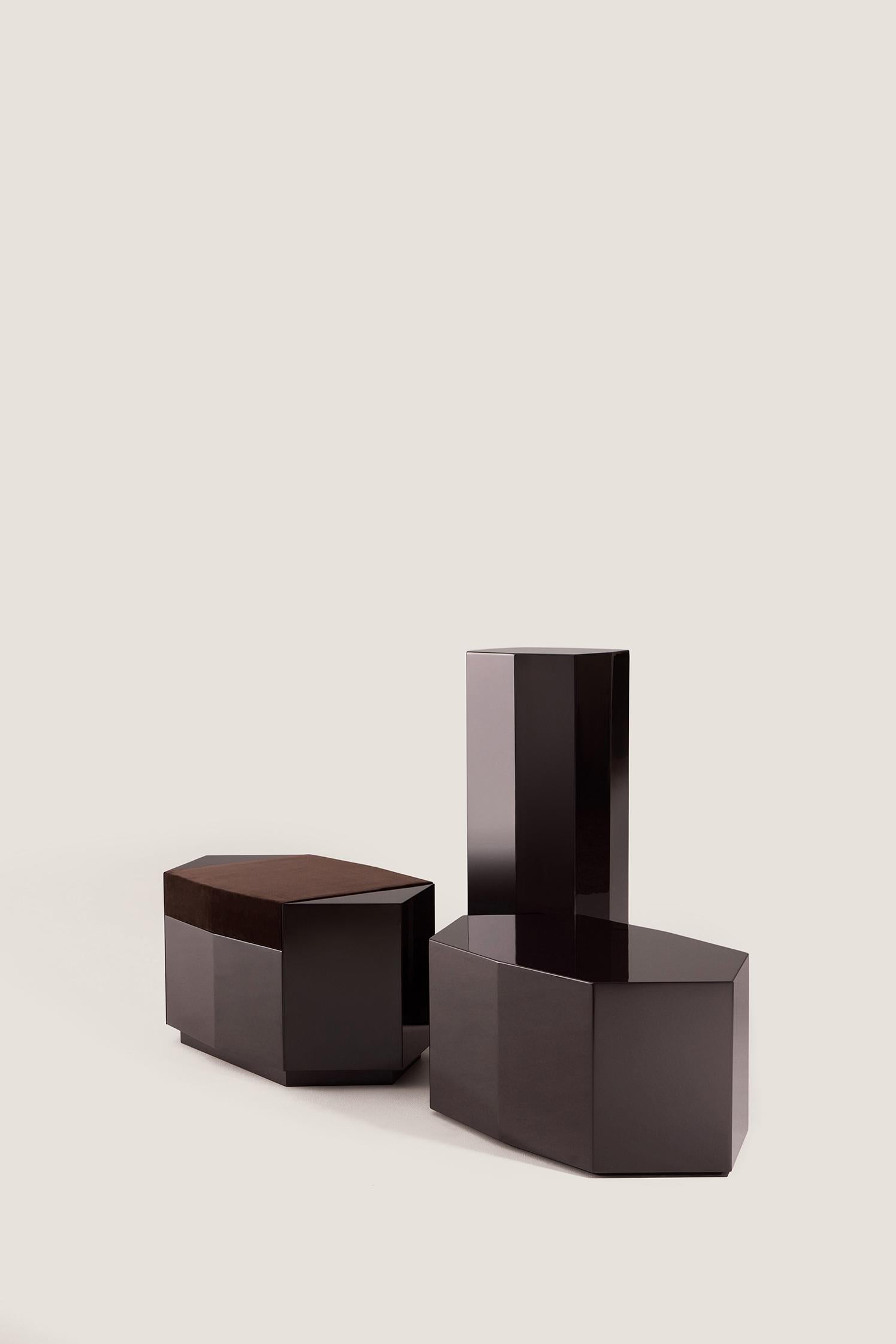 Mesa de centro moderna Ame III de MDF lacado en chocolate oscuro by Zoe Wolker en venta 4