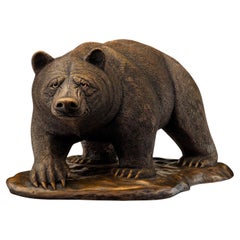 Modern American Bear Sculpture, Hot Cast Bronze, American, 21st C.