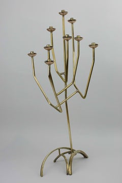 Modern American Brass Hanukkah Lamp Menorah by Maxwell Chayat