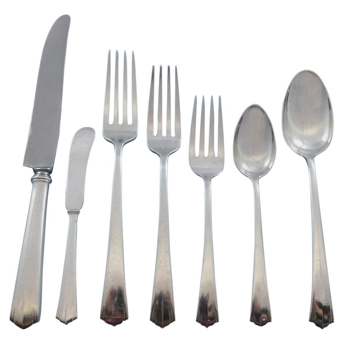 Modern American by Lunt Sterling Silver Flatware Set for 12 Service 88 Pc Dinner