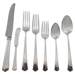 Modern American by Lunt Sterling Silver Flatware Set for 12 Service 88 Pc Dinner