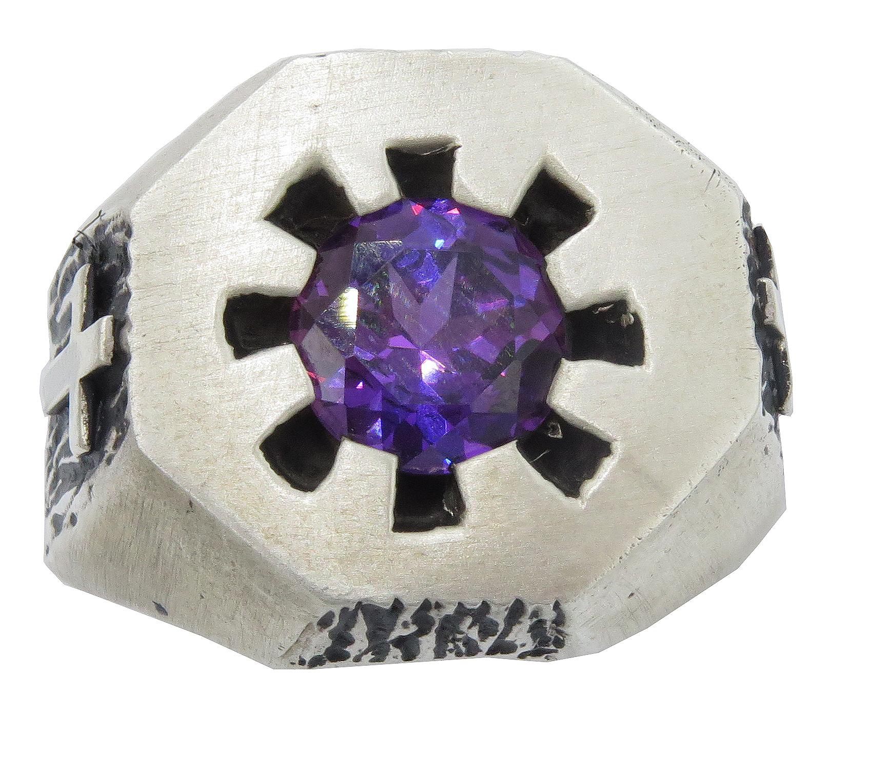Modern Amethyst Bishop Ring 2