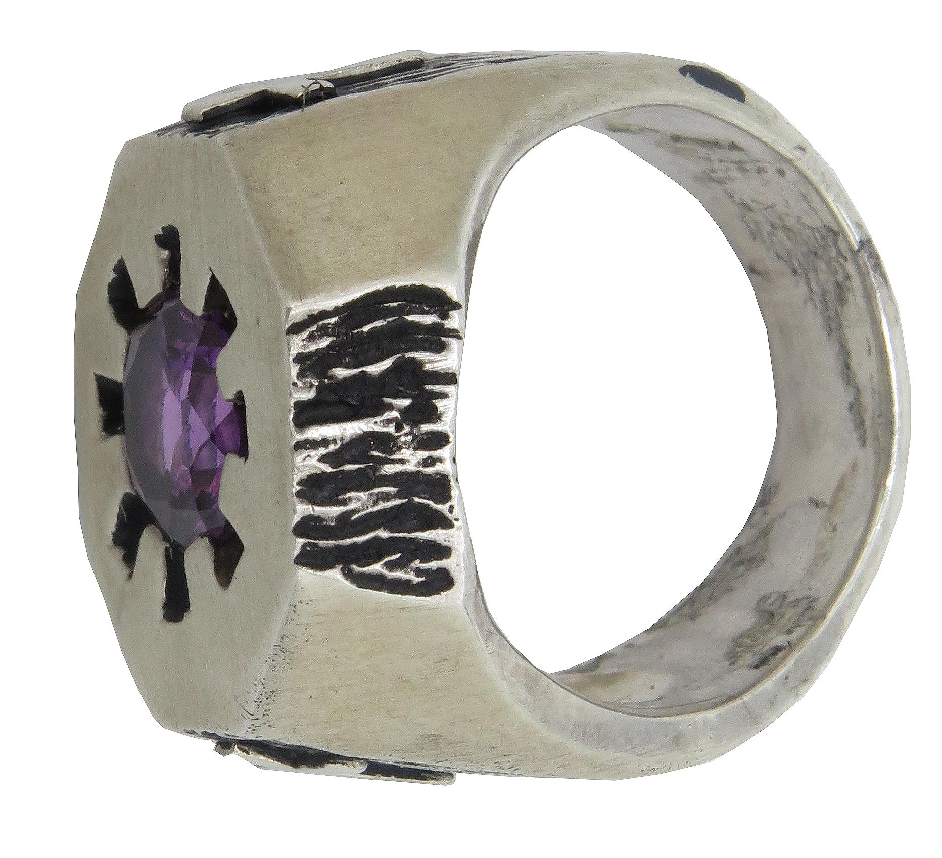 Modern Amethyst Bishop Ring 3