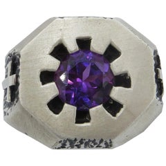 Modern Amethyst Bishop Ring