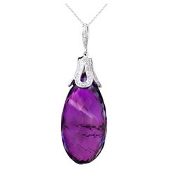 Modern Amethyst & Diamond Pendant 