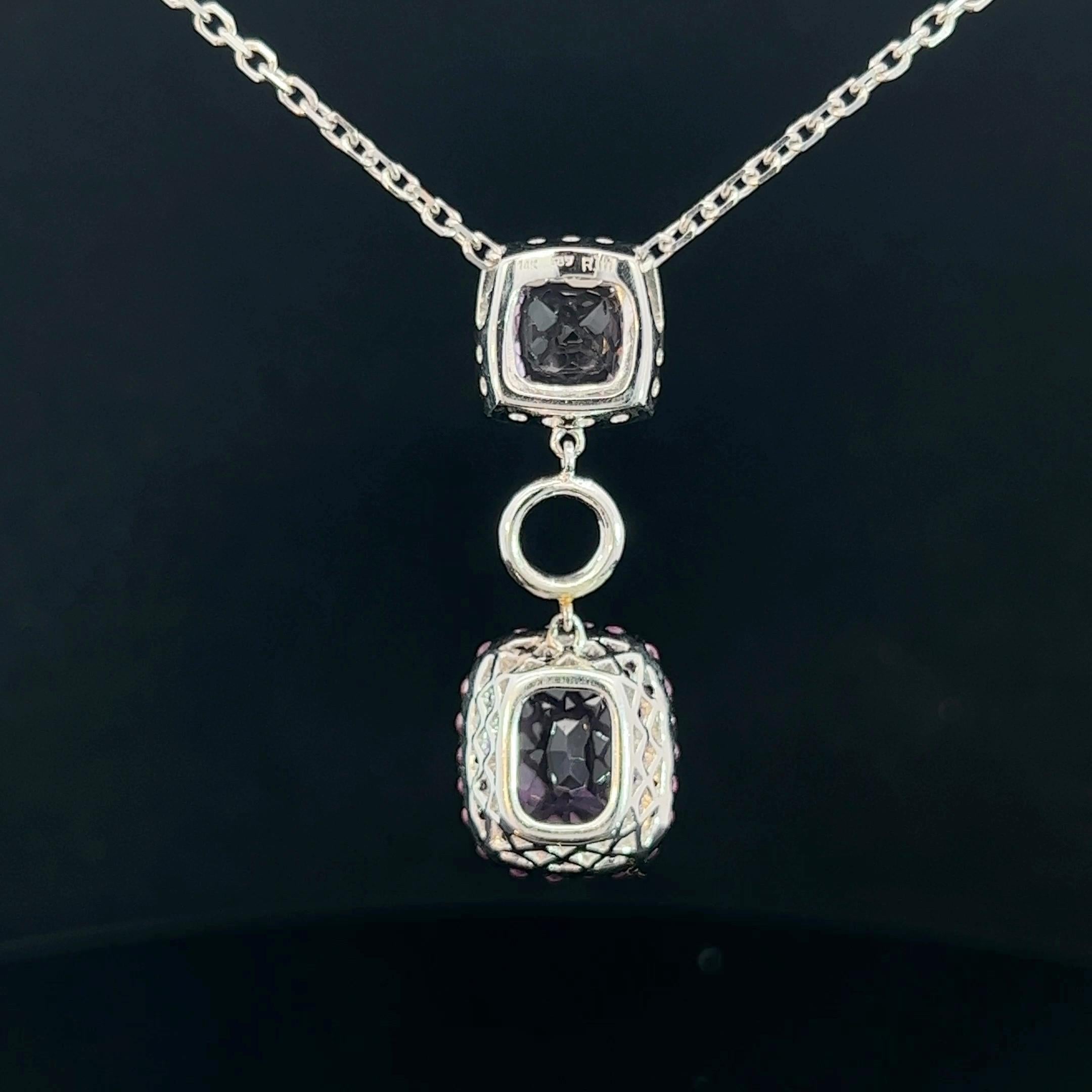 Modern Amethyst, Pink Sapphire & Diamond Pendant Circa 2000s For Sale 1