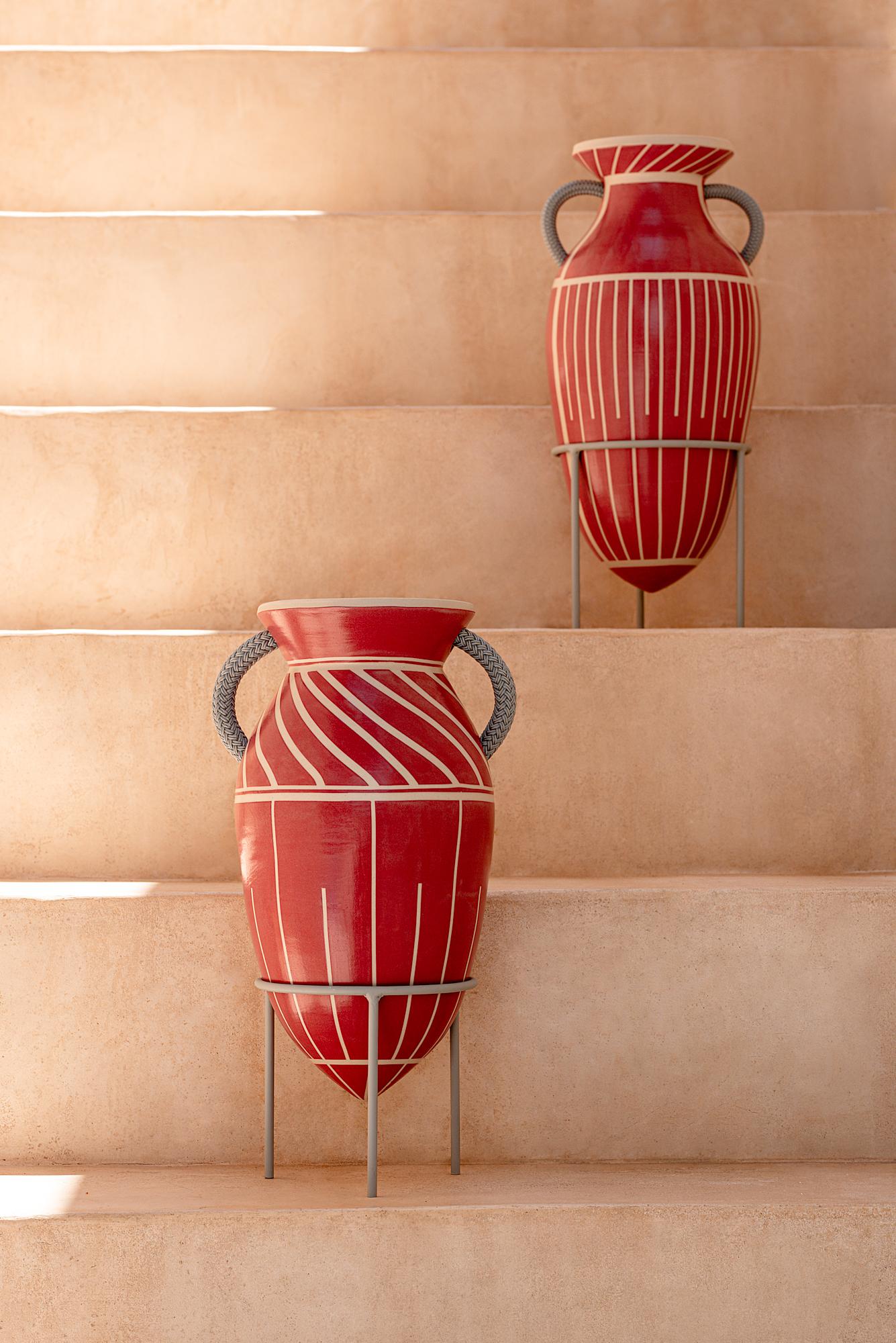 Contemporary Modern amphora inspired by ancient culture made to order diff. Colour & patterns For Sale