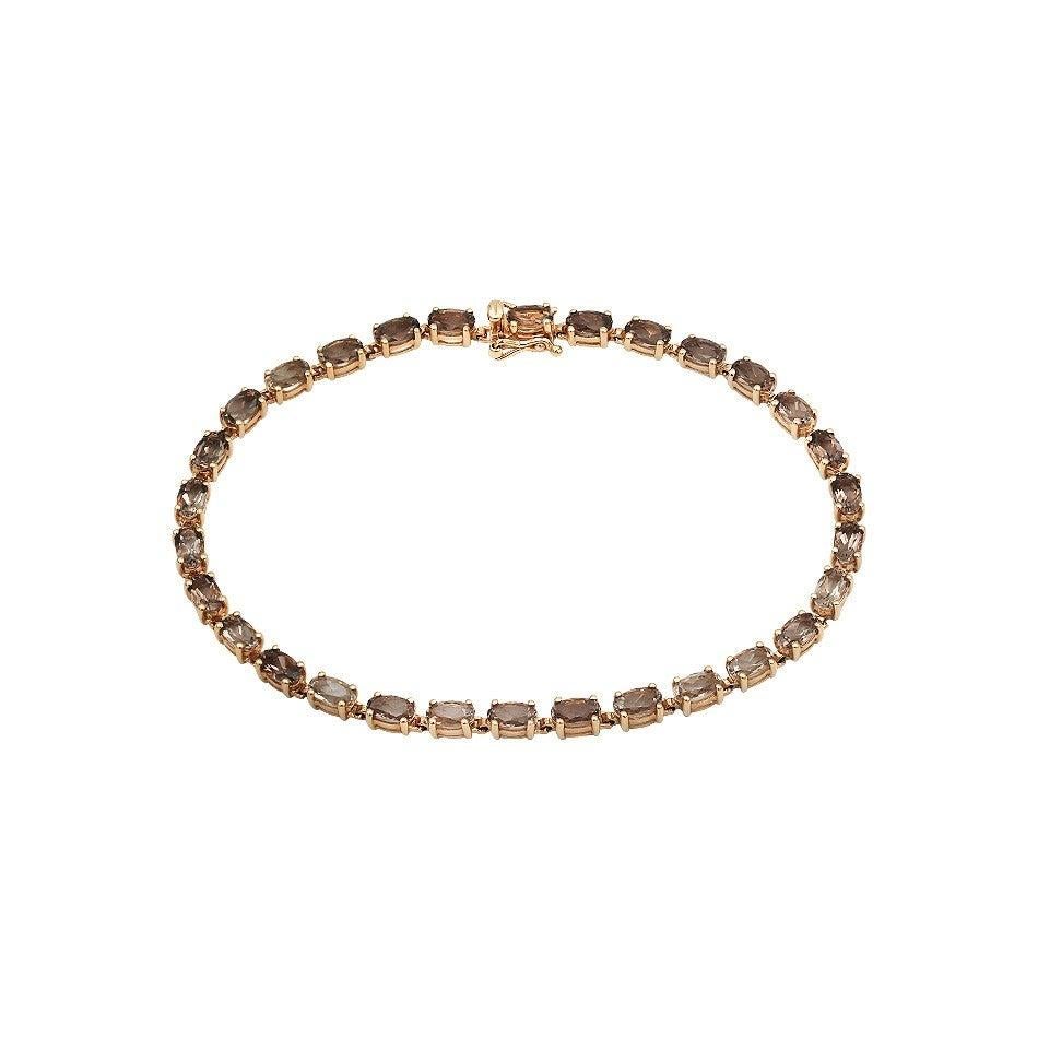Antique Cushion Cut Modern and Chick Quartz Fine Jewellery Pink Gold Tennis Bracelet For Sale