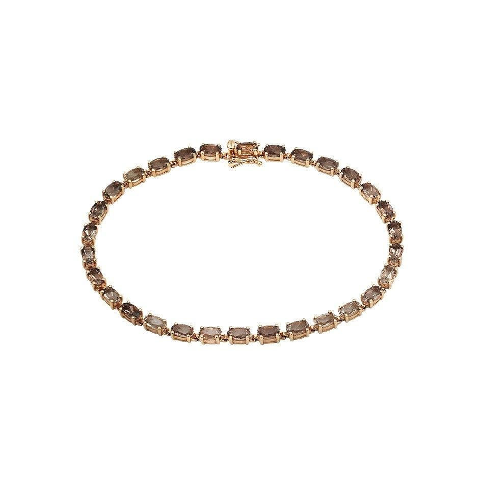 Antique Cushion Cut Modern and Chick Quartz Fine Jewellery Pink Gold Tennis Bracelet For Sale