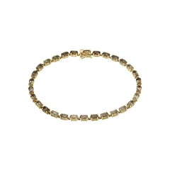 Modernes modernes und schickes Gelbgold-Tennisarmband mit Quarz-Schmuck