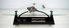 Modern and Contemporary Italian Coffee Table Blackened Metal and Glass Top, 1990