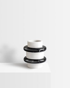 Modern and Elegant Marble Vase in Black and White, Limited Edition, Italy