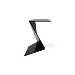 Modern and Futuristic C-Shaped Side Table with Handcrafted Wood