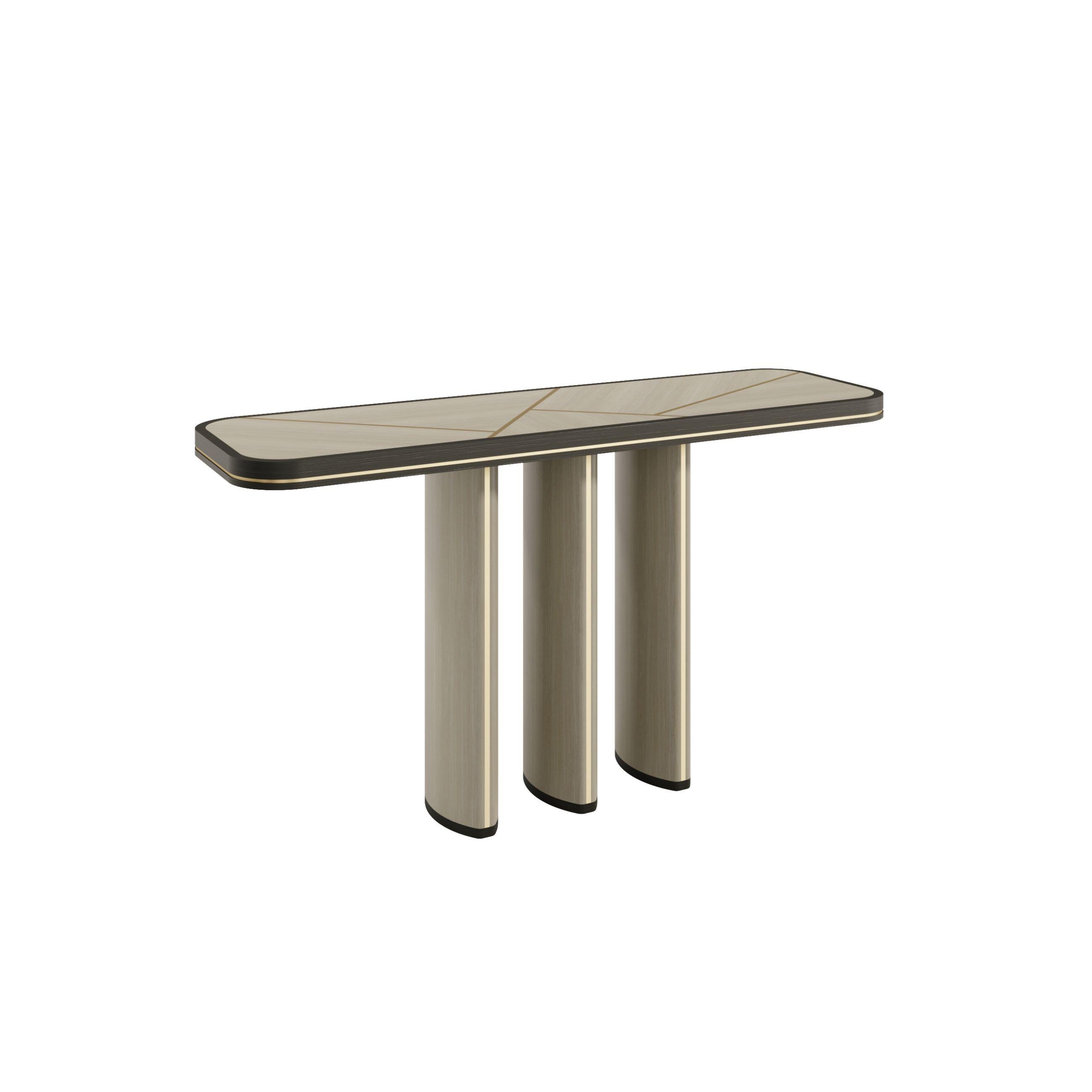 Modern and Luxury Triviera Console with Fine Marquetry Craftsmanship in Wood In New Condition For Sale In Frazão, Porto