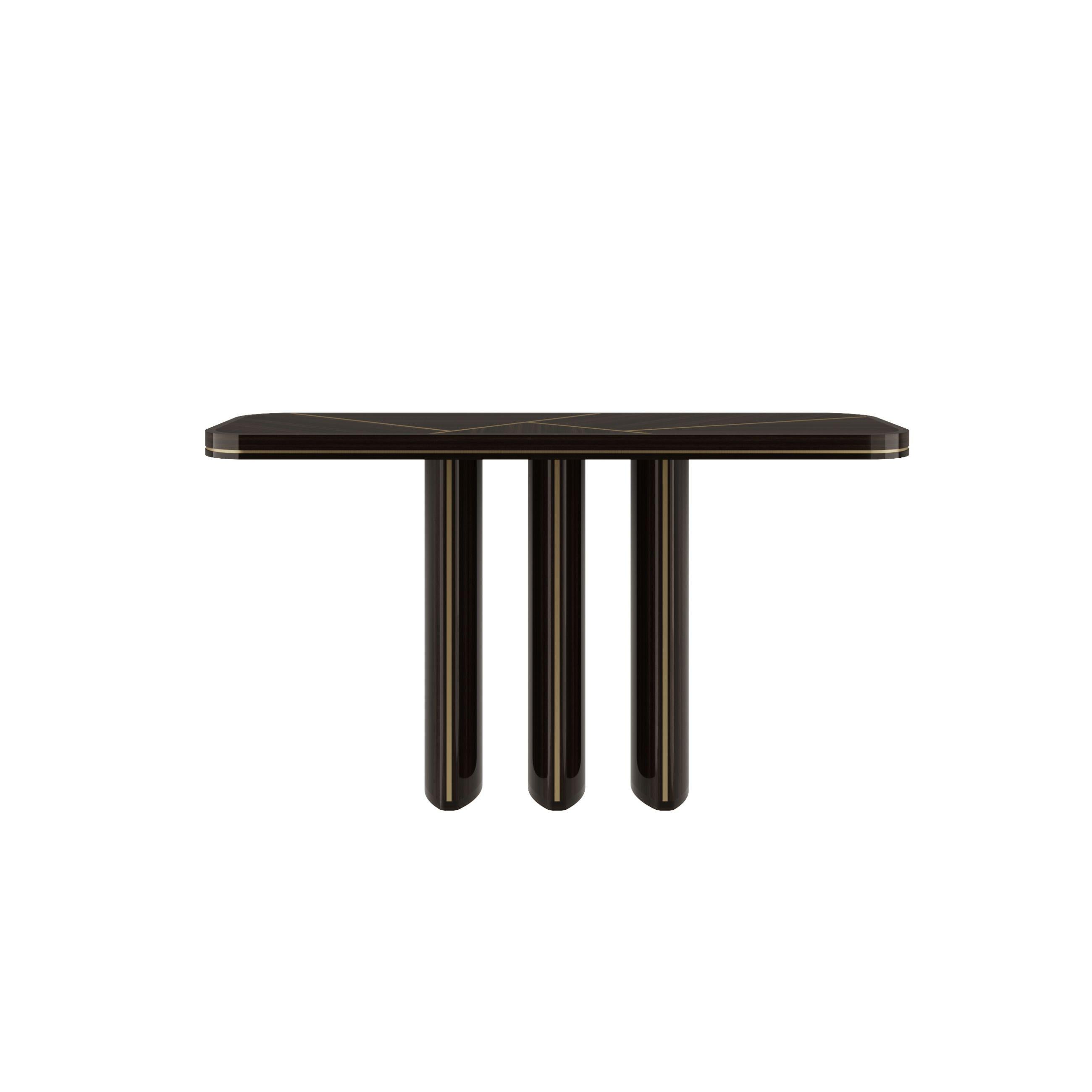 Modern and Luxury Triviera Console with Fine Marquetry Craftsmanship in Wood For Sale 1