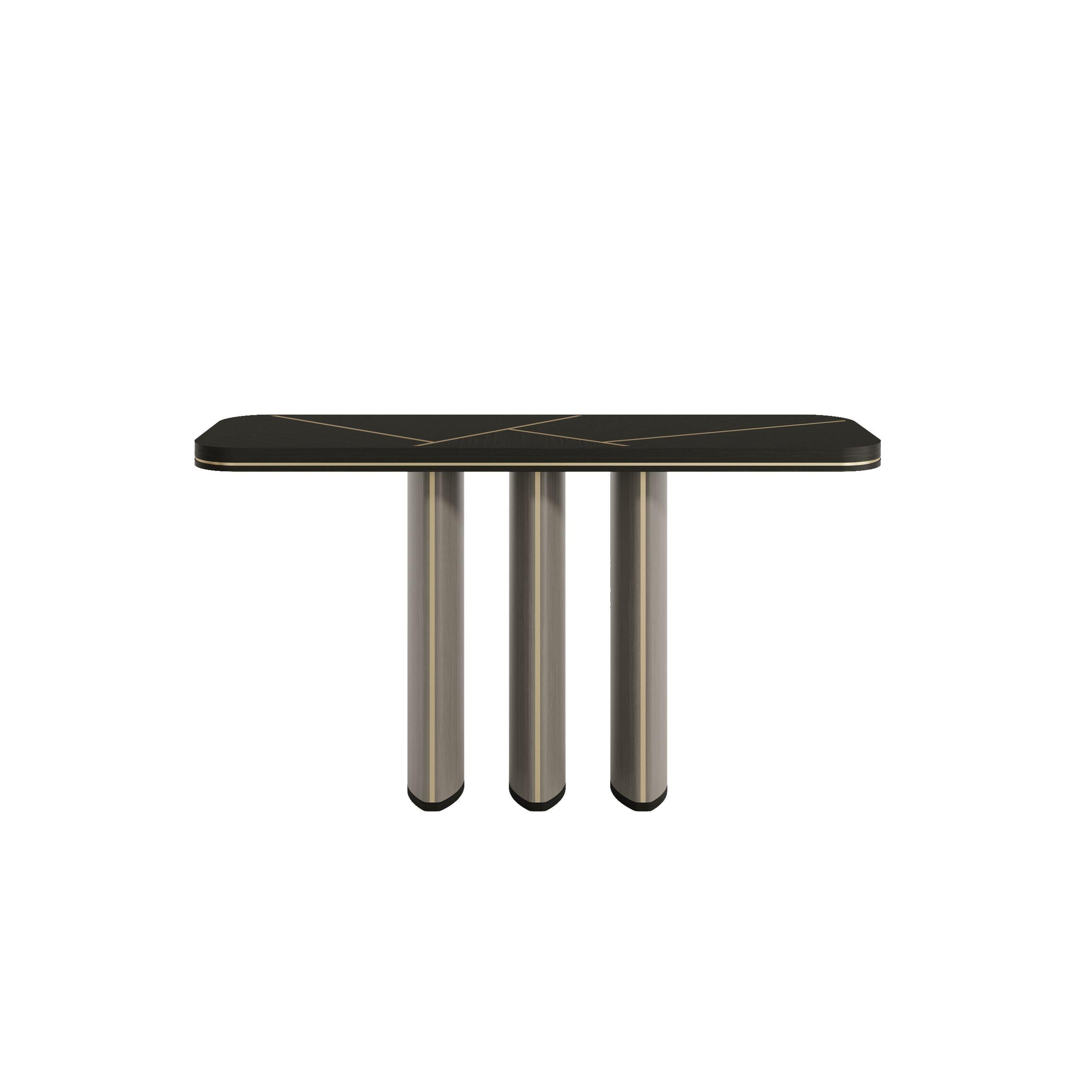 Modern and Luxury Triviera Console with Fine Marquetry Craftsmanship in Wood For Sale 3