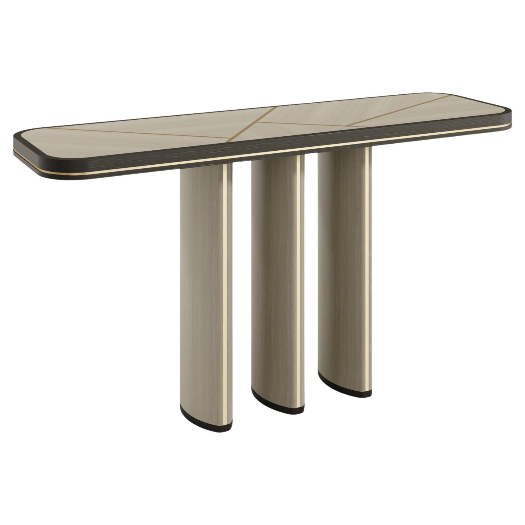 Modern and Luxury Triviera Console with Fine Marquetry Craftsmanship in Wood