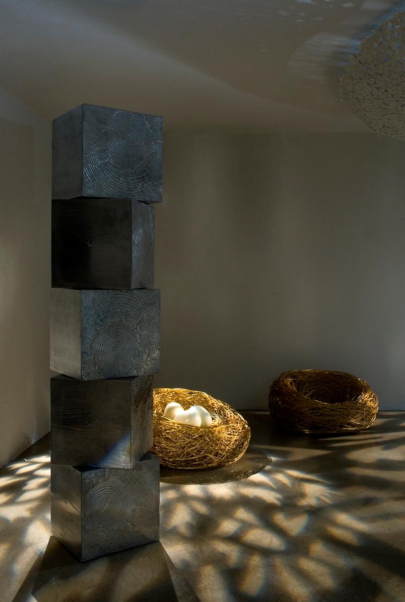 Modern Andrea Salvetti for Dilmos Armchair Gold Aluminium Cast Indoor Outdoor For Sale 1