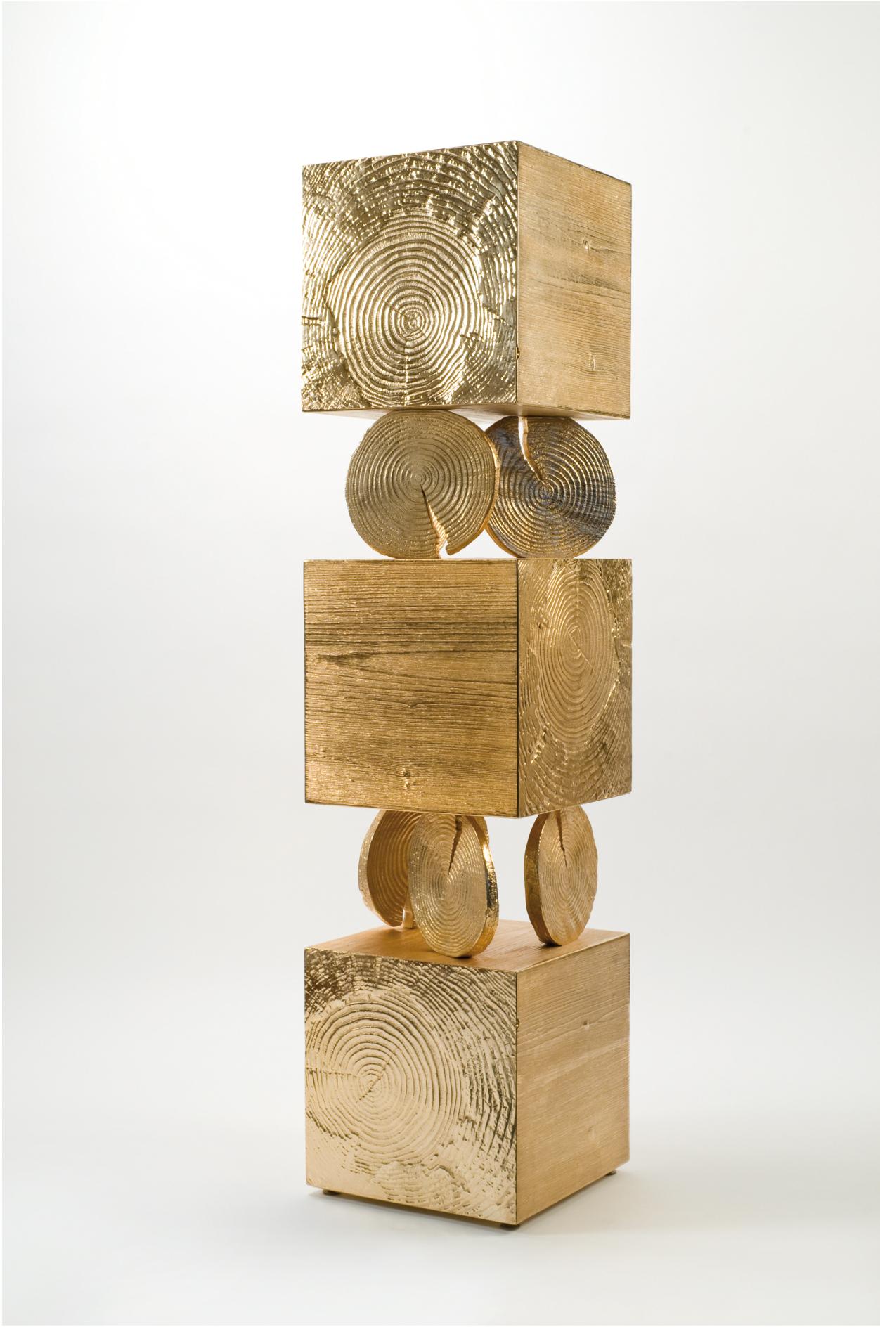 Modern Andrea Salvetti for Dilmos Cabinet Sculpture Storage Aluminium Gold Cast For Sale 2