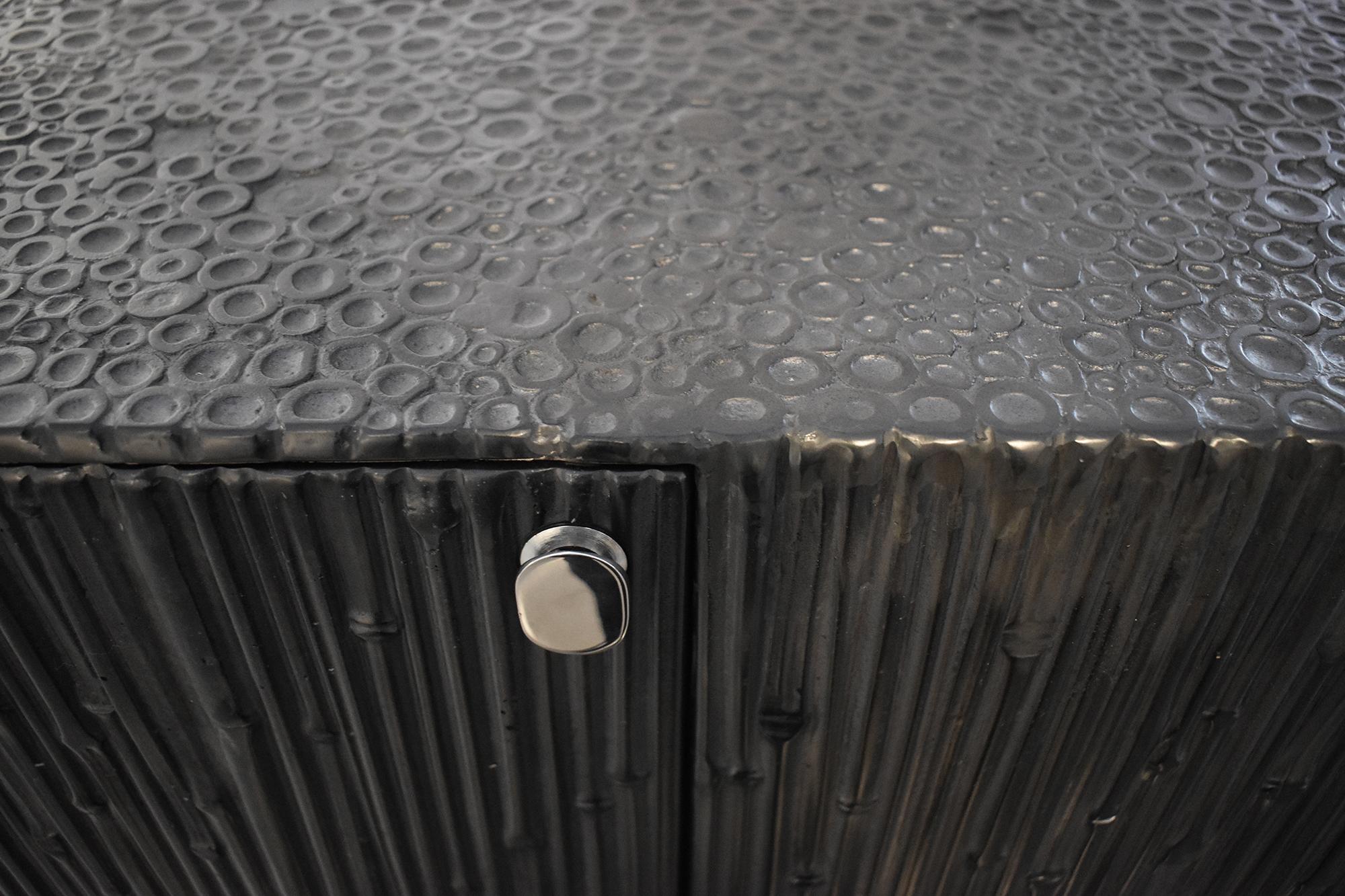 Contemporary Modern Andrea Salvetti for Dilmos Reed Cabinet Storage Cast Aluminium Black For Sale