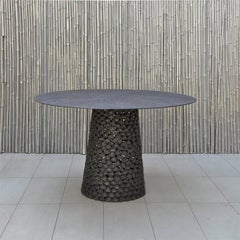 Modern Andrea Salvetti Dilmos Round Dining Table Black Aluminium Cast Outdoor