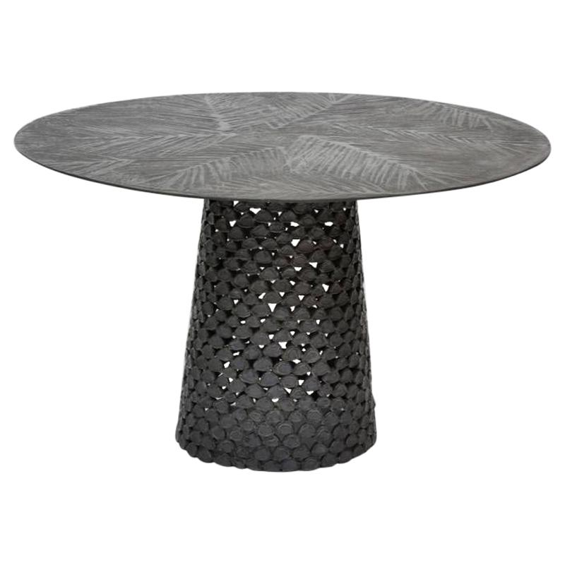 Modern Andrea Salvetti Dilmos Round Dining Table Black Aluminium Cast Outdoor