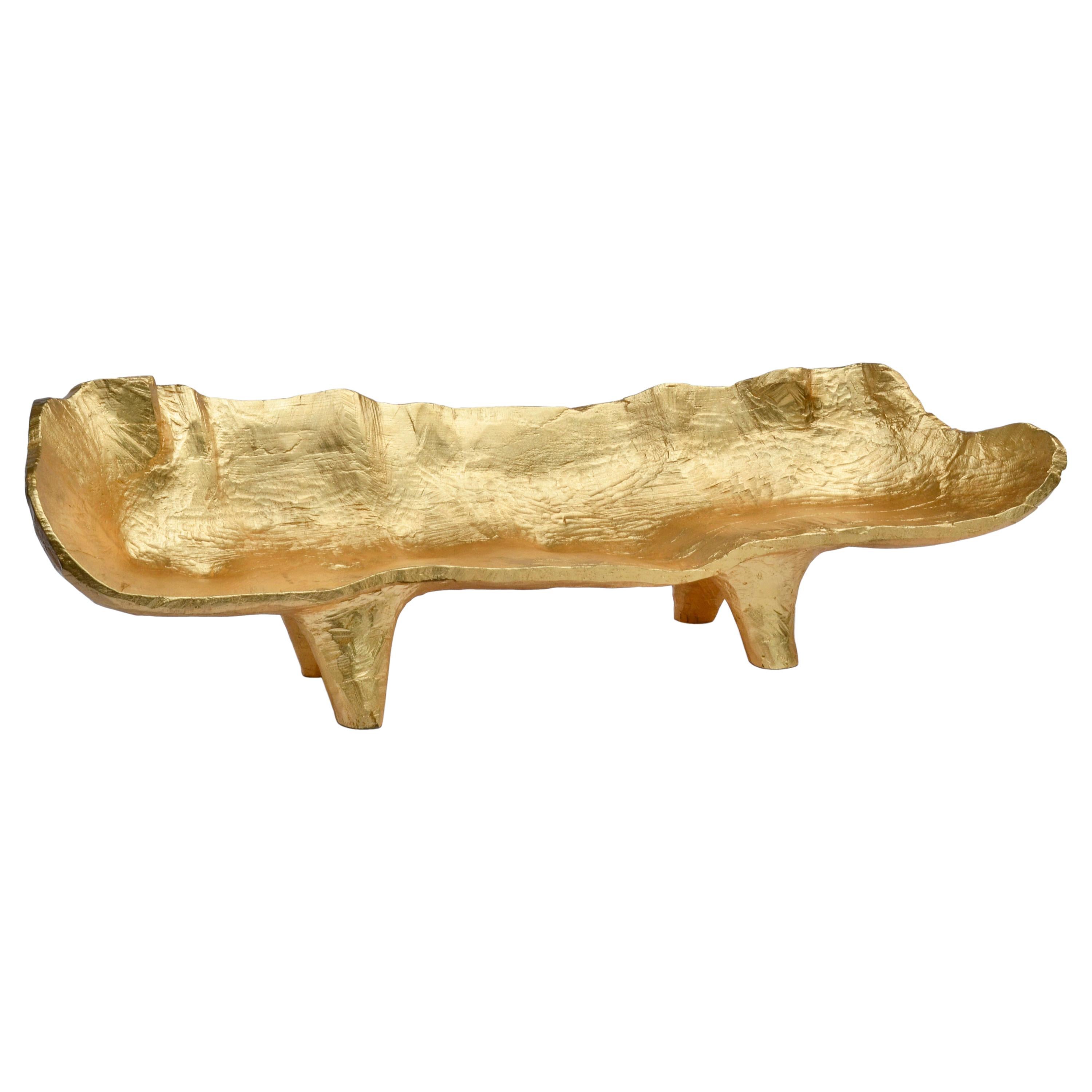 Modern Andrea Salvetti for Dilmos Sofa Lounge Chair Sulpture Handmade Gold Leaf 