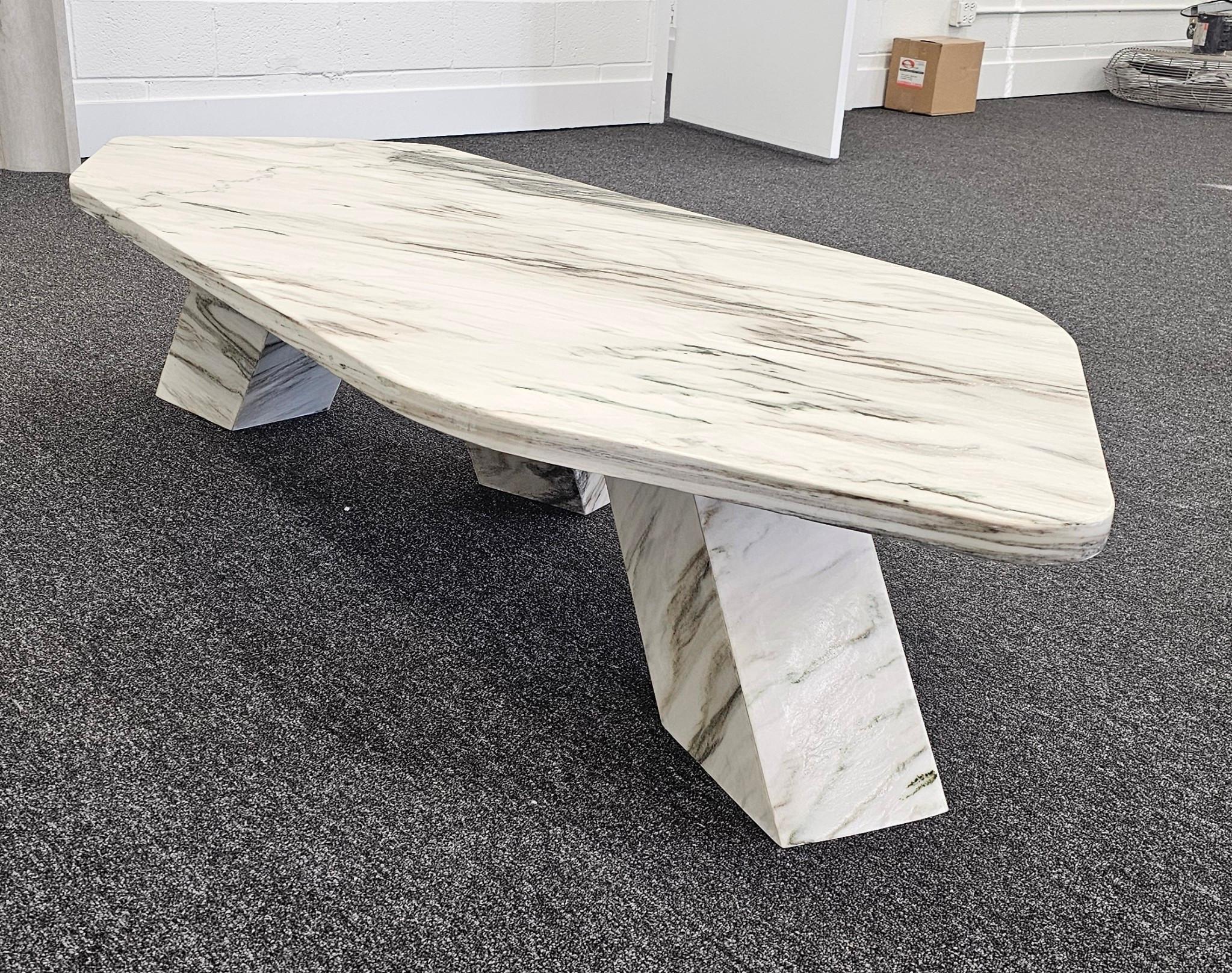 American Modern Angular Cipollino Marble Coffee Table For Sale