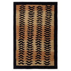 Modern Animal Chevron Warm Tan With Black Carpet "Tigrine" by Doris Leslie Blau