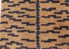 Modern Animal Geometric Sand With Charcoal Rug "Rainstep" by Doris Leslie Blau