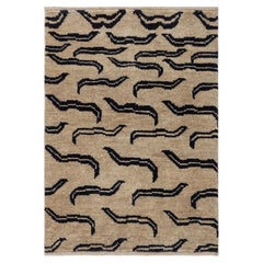 Modern Animal Geometric Warm Tan Handmade Rug "Ebonrift" by Doris Leslie Blau