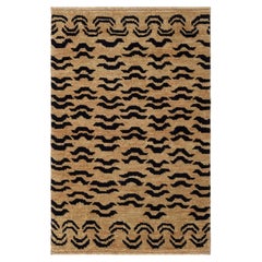 Modern Animal Tiger Stripe Tan With Black Carpet "Sinuata" by Doris Leslie Blau