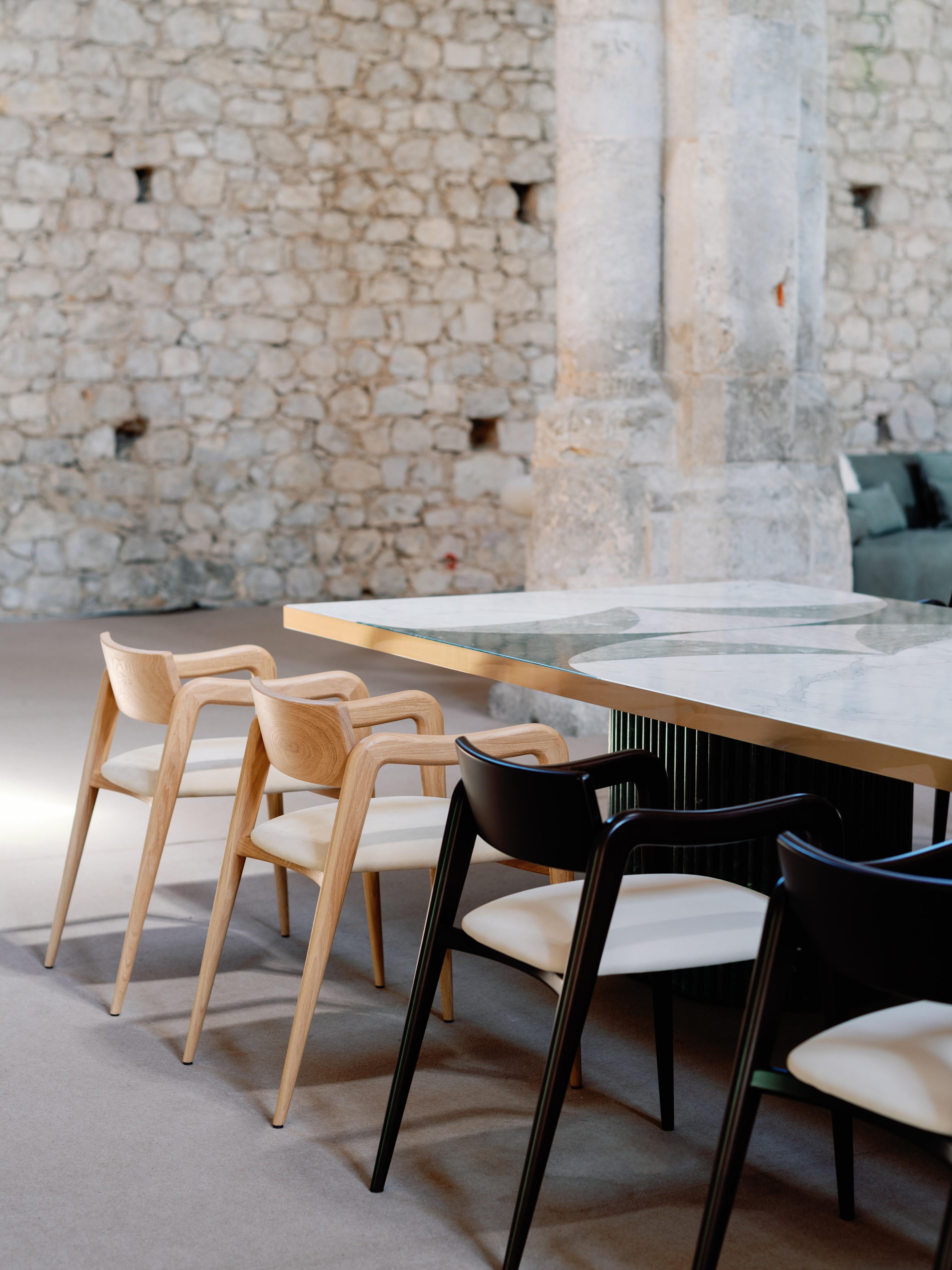 Chaises de salle à manger modernes Anjos, en cuir bourgogne, faites à la main au Portugal par Greenapple en vente 6