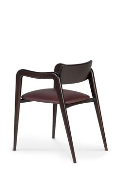 Modern Anjos Leather Dining Chairs, Burgundy, Handmade Portugal by Greenapple